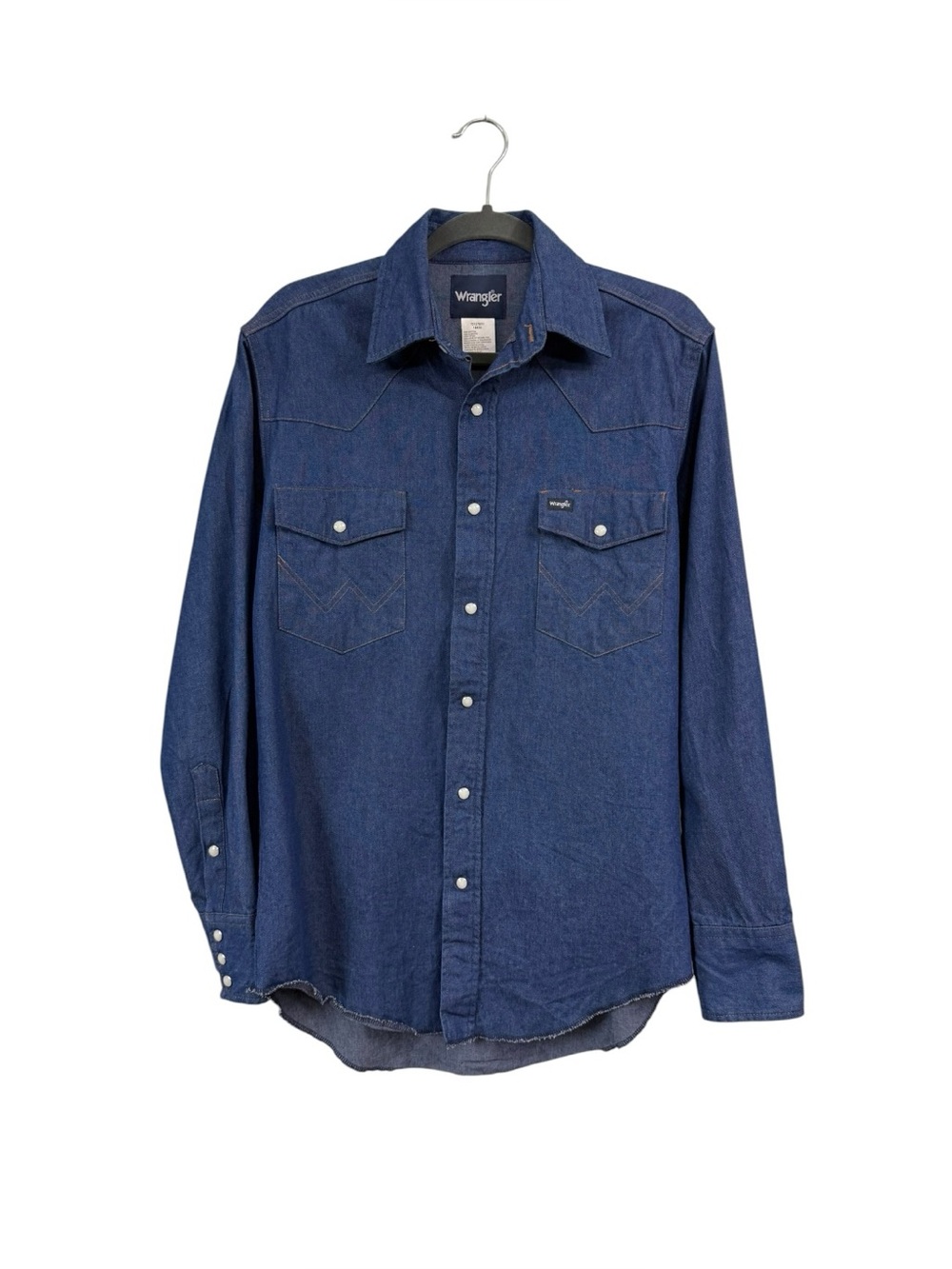 Wrangler Cowboy Cut Long Sleeve Western Denim Work Shirt 15x33 100% Cotton Blue